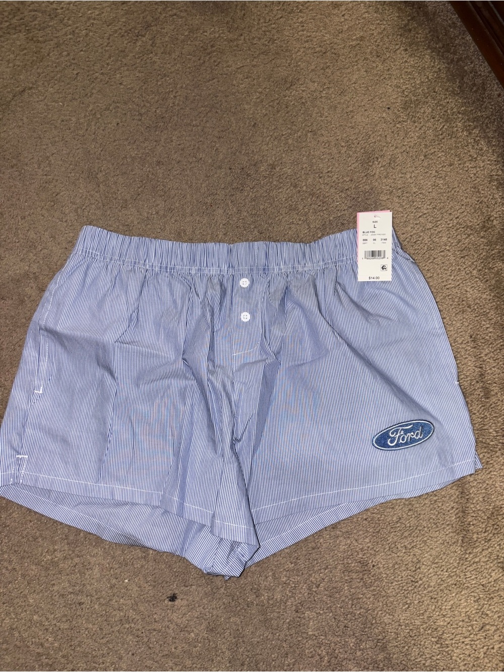 Ford Light Blue and White Striped Boxers